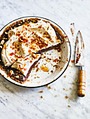 Mint and Chocolate Cream Pie with Crushed Peanut Brittle