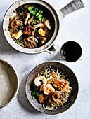 Clay Pot Glass Noodles with Pork and Prawns