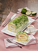 Lime and cream roll with mascarpone cream