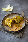 Cabbage roll with bacon sauce