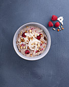 Himbeer-Vanille-Porridge mit Kokos-Chips