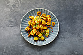 Spicy Indian potatoes with black lentils
