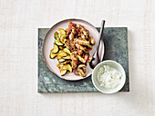 Greek turkey and courgette gyros