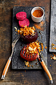 Beetroot steak with a crispy topping