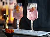 'Bloomy Cup' cocktails with cherry blossom tonic and vermouth