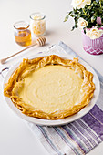 Vanilla cottage cheesecake in phyllo pastry shell