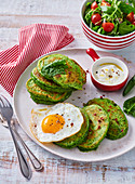 Spinach patties with fried egg