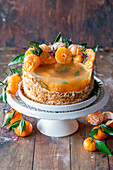 Tangerine jelly cake (honey cake medovik with tangerine syrop jelly inside)