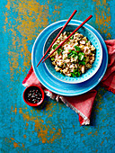 Fried rice with ginger and spring onion