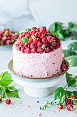 Raspberry buttercream cake with dried raspberry powder