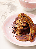 Vegan peanut butter chocolate pancakes