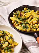 Indian potato and chard curry with chickpeas