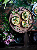 Wild garlic tartlets with chickpeas