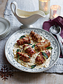Veal rolls with plum and gorgonzola