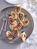 Tortilla rolls with smoked salmon