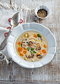 Creamy Mushroom soup with potatoes and carrots