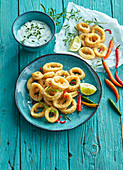 Fried squid with lime dip