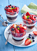 Streaked dessert with fruits