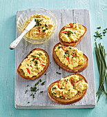 Tasty egg spread with roasted toasts