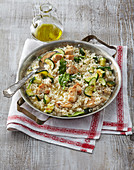 Zucchini risotto with chicken