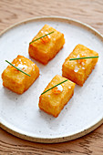 Potato gems with buttermilk and salmon roe