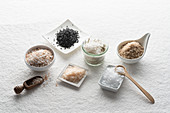 Different types of salt in bowls