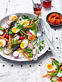 Roasted carrot, radish and egg salad