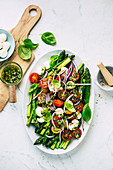 Asparagus salad with tomatoes and mozzarella