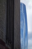 Tate Modern and glass building, London, UK