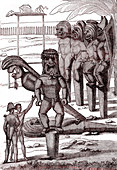 Cemetery in Marquesas Islands, 19th century illustration