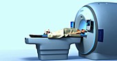 Patient in MRI scanner, illustration