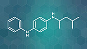 6PPD rubber additive molecule, illustration