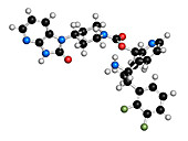 Rimegepant migraine drug molecule, illustration
