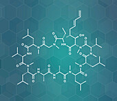 Voclosporin immunosuppressant drug molecule, illustration