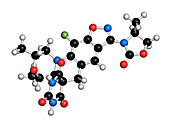 Zoliflodacin antibiotic drug molecule, illustration