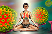 Woman in lotus yoga pose, illustration