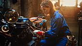Mechanic working on a motorcycle