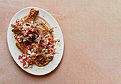 Lamb chops with thyme, chilli and Greek htipiti