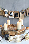 DIY-Adventskalender aus Milchtüten und DIY-Adventskranz auf Holzscheibe