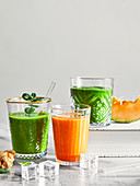 Green and orange smoothies