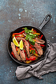 Mexican beef fajitas with bell peppers