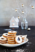 Christmas biscuits with blackberry jam