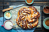 Yeast braid with chocolate and cinnamon filling
