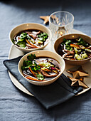 Asian soup with beef fillet (Christmas)