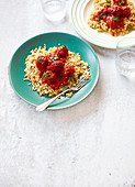 Lamb and apricot meatballs with herby bulgur