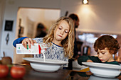 Children having breakfast