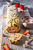 Strawberry curd roulade