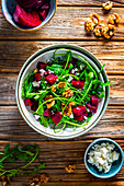 Rocket and beetroot salad with feta and walnuts