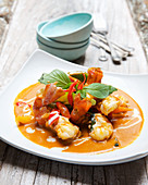 Thai Penang curry with king prawns