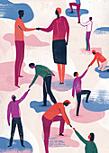 People helping each other, conceptual illustration